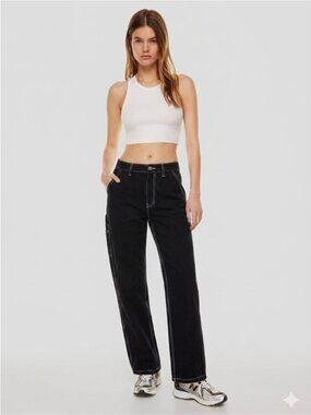 NEW Aritzia TNA High waist relaxed twill carpenter Navy pants Greenwich Pant 0